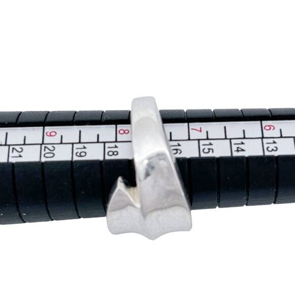 Vintage Sterling Silver 925 9mm Abstract Wave Design Ring Size 7.75 - Picture 7 of 8